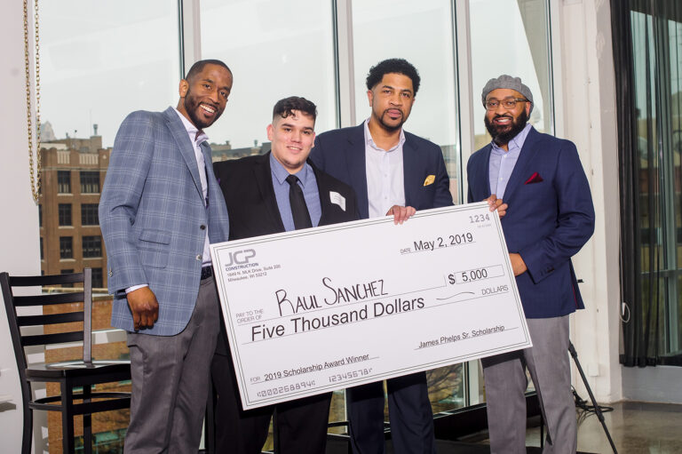 JCP owners with Raul Sanchez - 2019 scholarship award winner