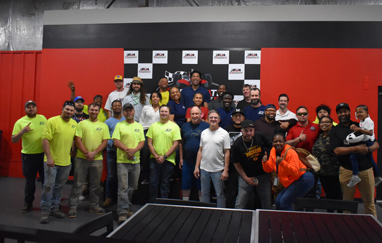 JCP employees at go-karting group outing