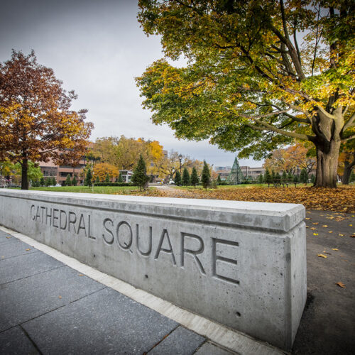 Cathedral Square Park concrete wall