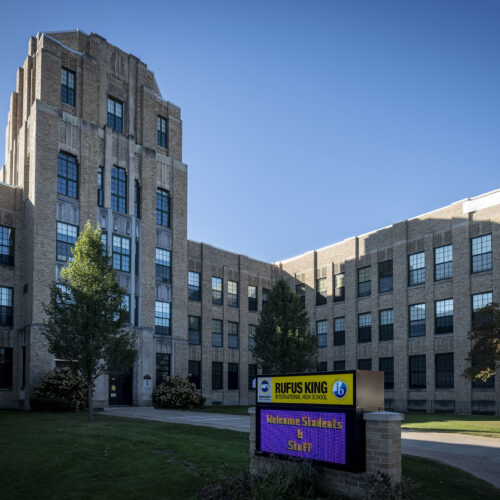 Rufus King International High School building exterior